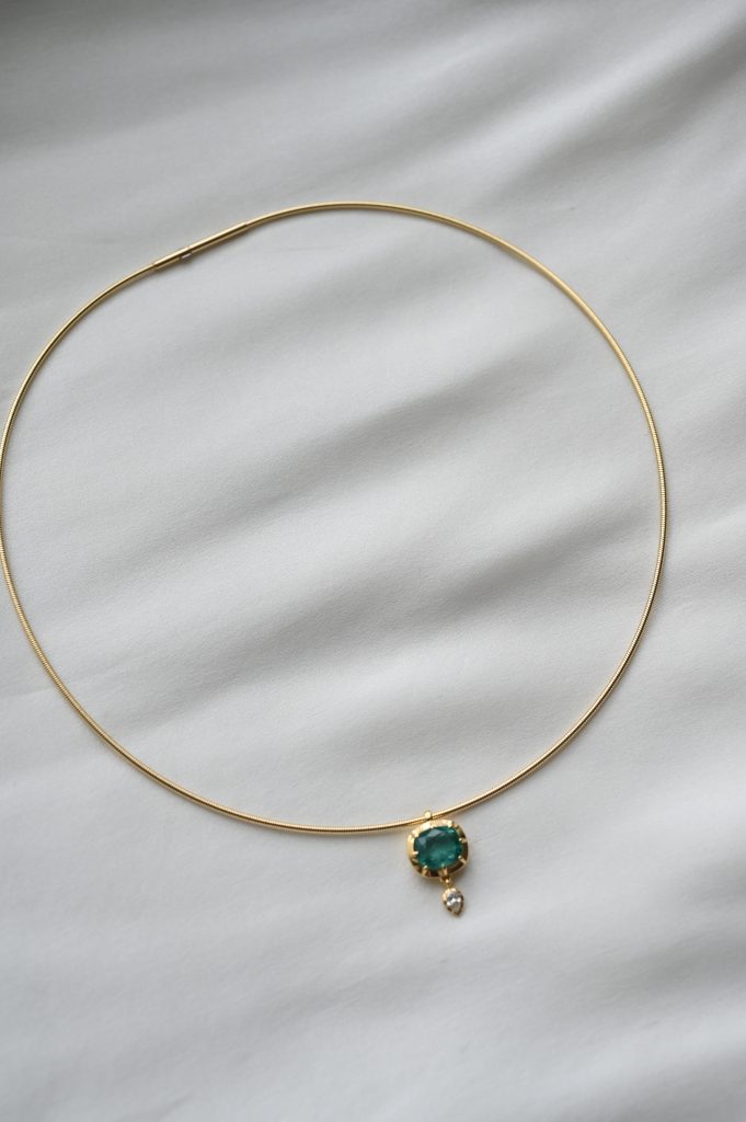 Колие с изимруд и диамант в джорджански стил