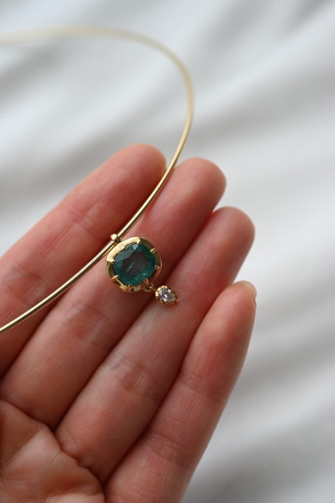 Колие с изумруд и диамант