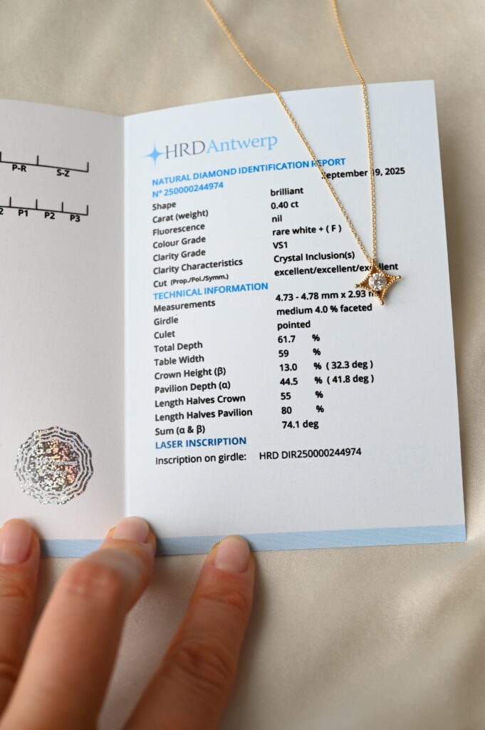 Сертификат от HRD на диамант 0,40 карата